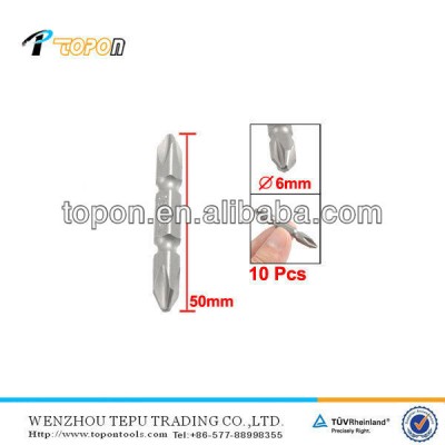 10 pcs Screwdriver Bits Sets 1/4" Hex Shank 50mm Long 6mm Double End PH2 Phillips